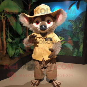 Tan Aye-Aye mascot costume character dressed with a Trousers and Hats