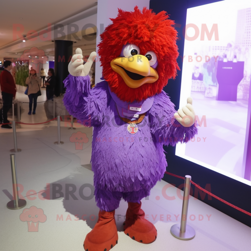 Purple Fried Chicken mascot costume character dressed with a Jeggings and Bracelets Purple Fried Chicken mascot costume character dressed with a Jeggings and Bracelets