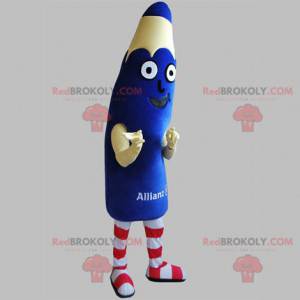 Mascotte de crayon bleu géant. Mascotte de stylo -