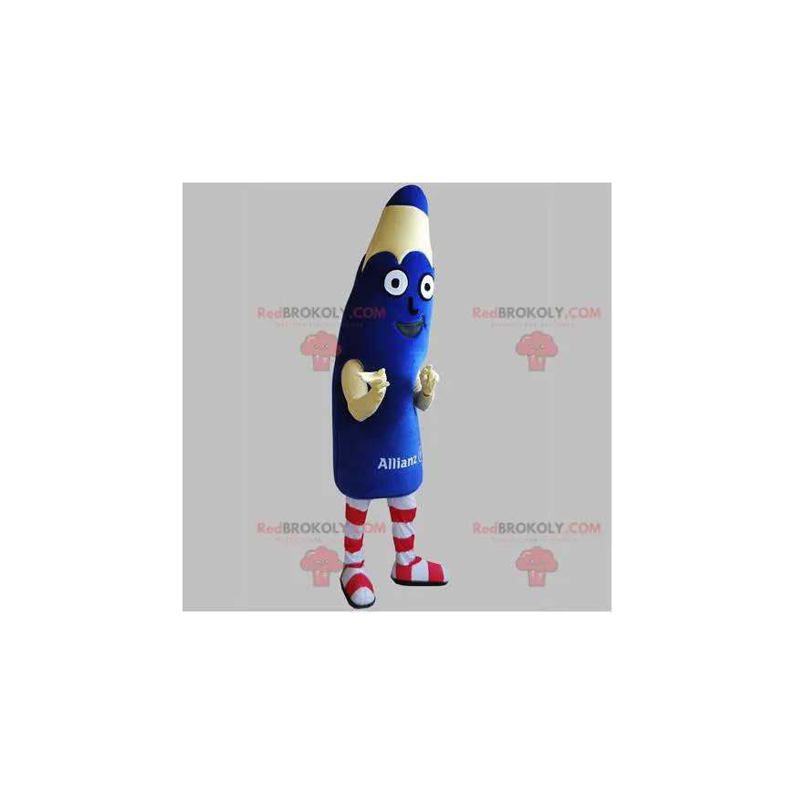 Giant blue pencil mascot. Pen mascot - Redbrokoly.com