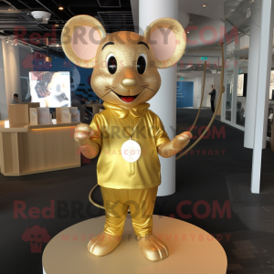 Gold Mouse maskot kostym...