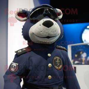 Navy Sow mascot costume character dressed with a Turtleneck and Scarves