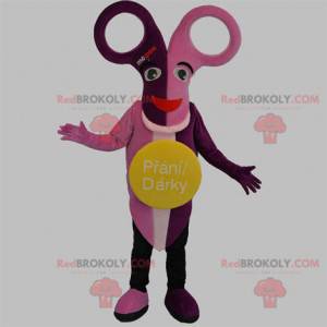 Mascote tesoura rosa e roxa - Redbrokoly.com