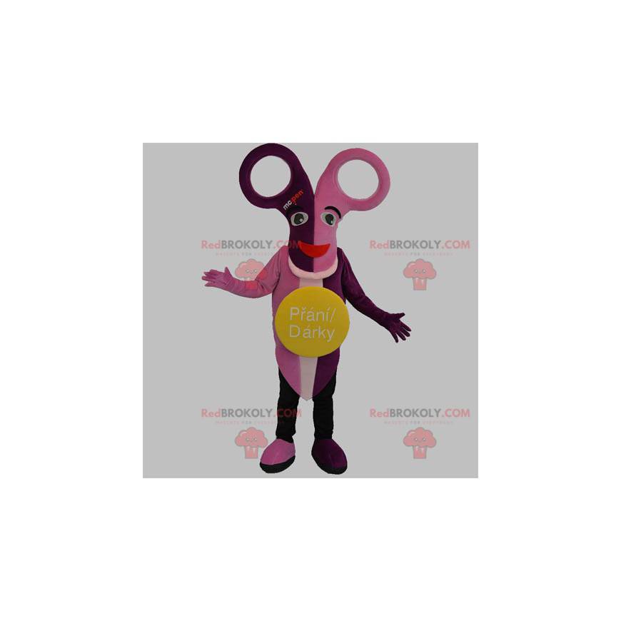 Mascotte de paire de ciseaux rose et mauve - Redbrokoly.com