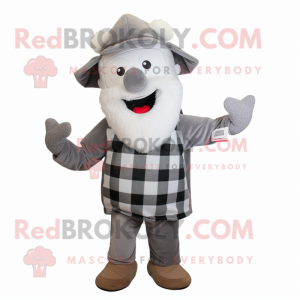 Silver But mascot costume character dressed with a Flannel Shirt and Scarf clips