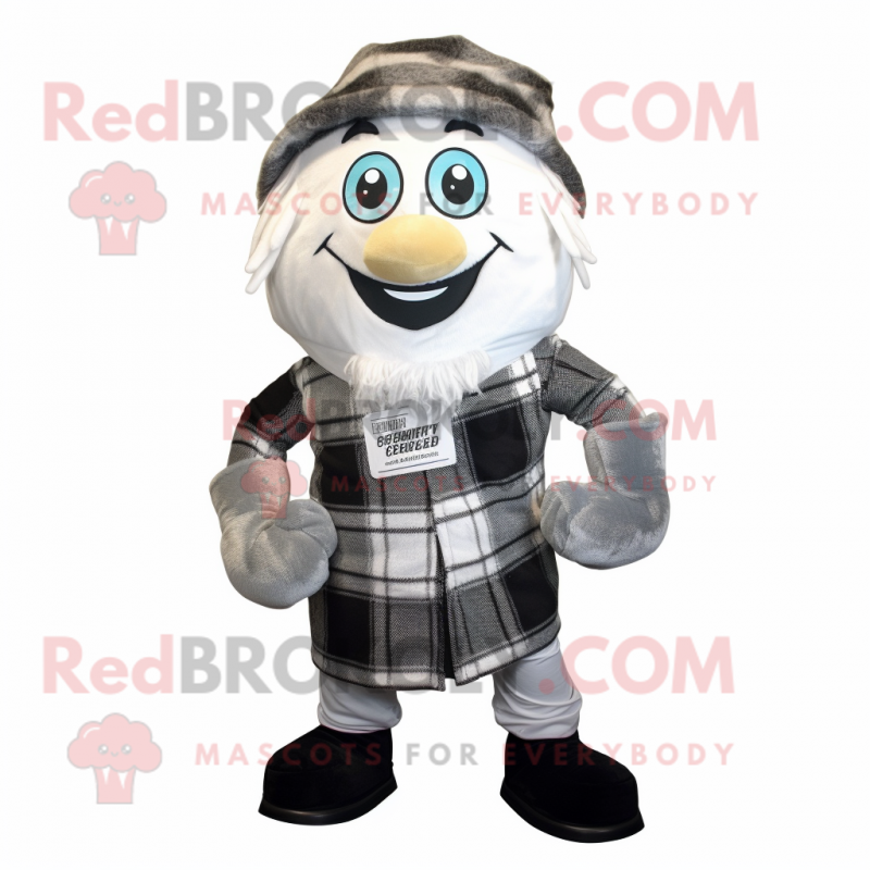 Silver But mascot costume character dressed with a Flannel Shirt and Scarf clips Silver But mascot costume character dressed with a Flannel Shirt and Scarf clips