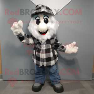 Silver But mascot costume character dressed with a Flannel Shirt and Scarf clips