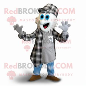 Silver But mascot costume character dressed with a Flannel Shirt and Scarf clips