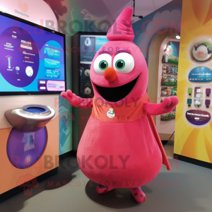Pink Shakshuka mascot costume character dressed with a A-Line Dress and Bracelet watches