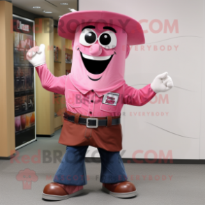 Pink Chief mascot costume character dressed with a Jeans and Belts