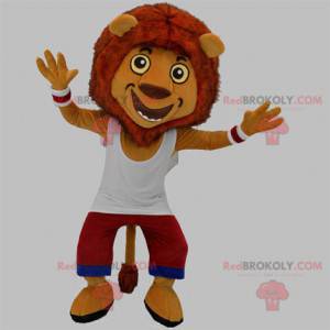 Yellow and orange sporting tiger mascot with a beautiful mane -