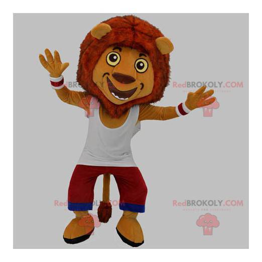 Yellow and orange sporting tiger mascot with a beautiful mane -