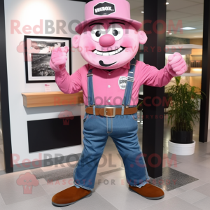 Pink Chief mascot costume character dressed with a Jeans and Belts