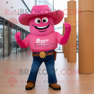 Pink Chief mascot costume character dressed with a Jeans and Belts
