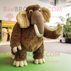 Olive Mammoth mascot costume character dressed with a Culottes and Anklets