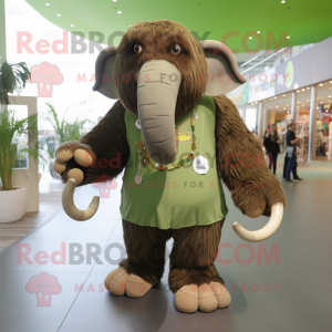 Olive Mammoth mascot costume character dressed with a Culottes and Anklets
