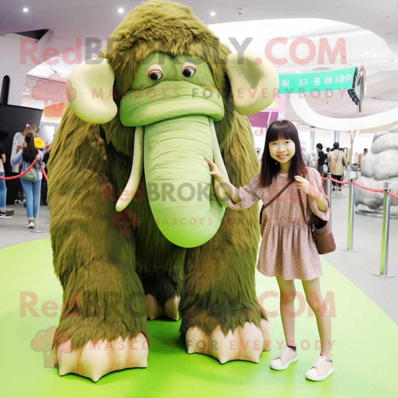 Olive Mammoth mascot costume character dressed with a Culottes and Anklets