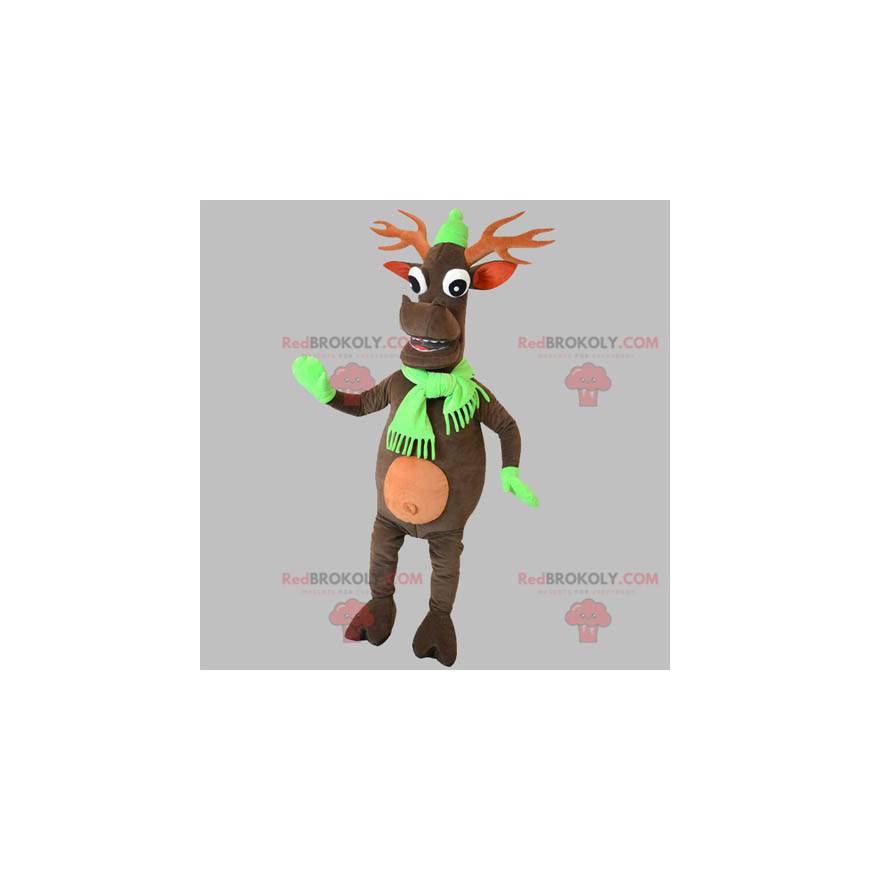 Mascote de rena de Natal. Mascote caribu - Redbrokoly.com