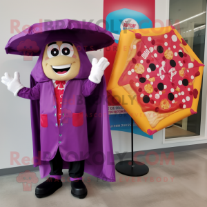Magenta Pizza Slice maskot...