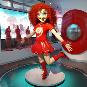 Red Irish Dancing Shoes mascot costume character dressed with a One-Piece Swimsuit and Rings