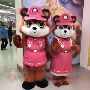 Pink Red Panda mascotte...