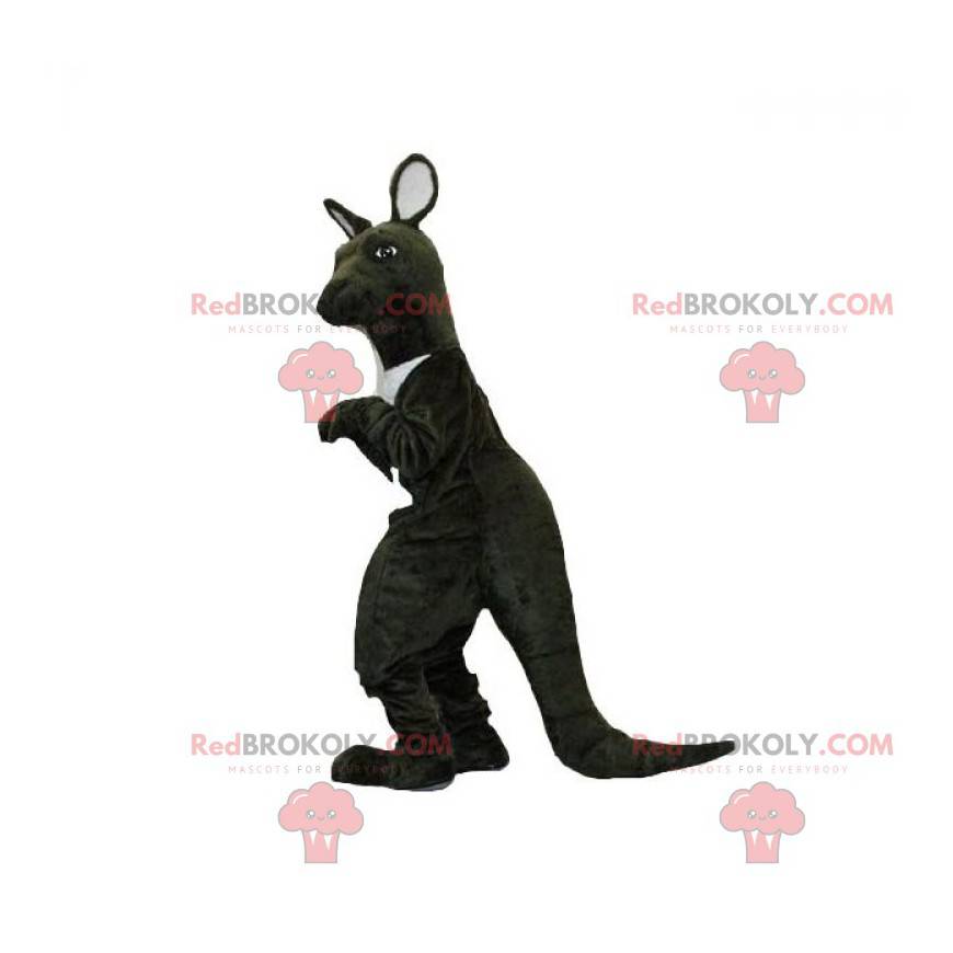 Sort og hvid kænguru-maskot. Kæmpe kænguru - Redbrokoly.com