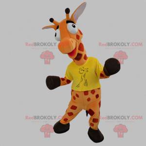 Mascotte de girafe orange et rouge géante - Redbrokoly.com