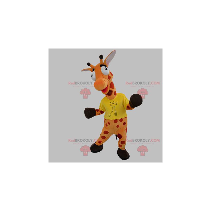 Riesiges Maskottchen der orange und roten Giraffe -