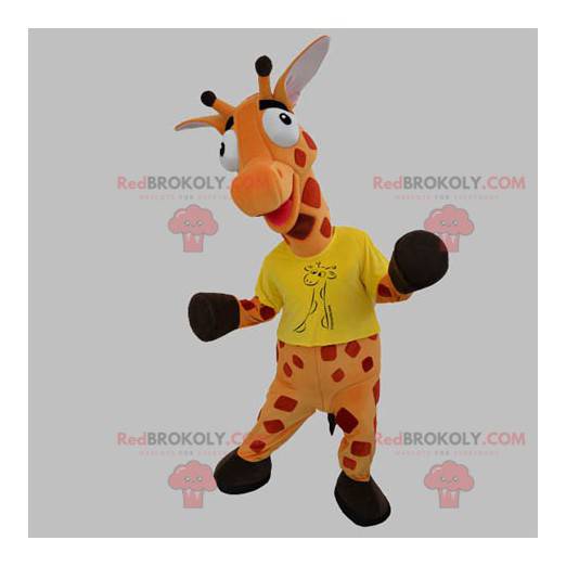 Obří oranžová a červená žirafa maskot - Redbrokoly.com