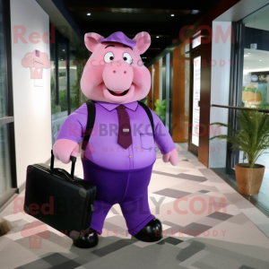 Postava maskota Purple Pig...