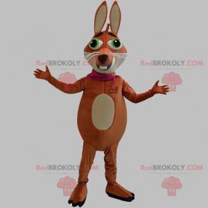 Maskot hnědé a béžové lišky se zelenýma očima - Redbrokoly.com