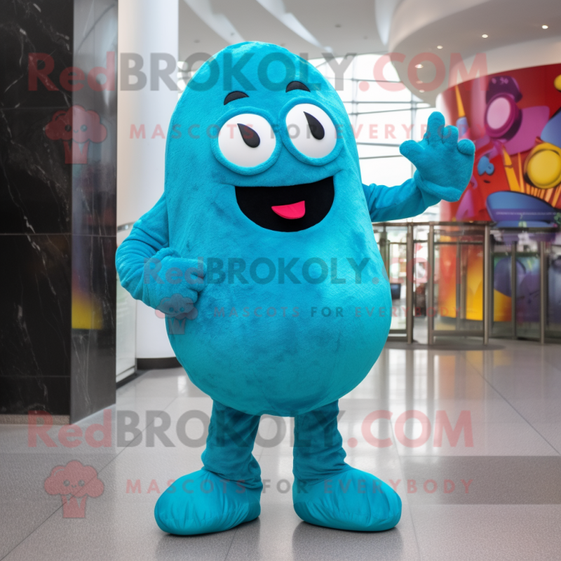 Turquoise Shakshuka mascot costume character dressed with a Jeggings and Gloves Turquoise Shakshuka mascot costume character dressed with a Jeggings and Gloves