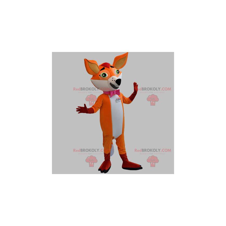 Orange and white fox mascot with a bow tie - Redbrokoly.com