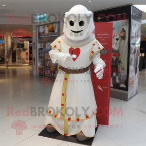 White Medieval Knight mascot costume character dressed with a Maxi Skirt and Anklets