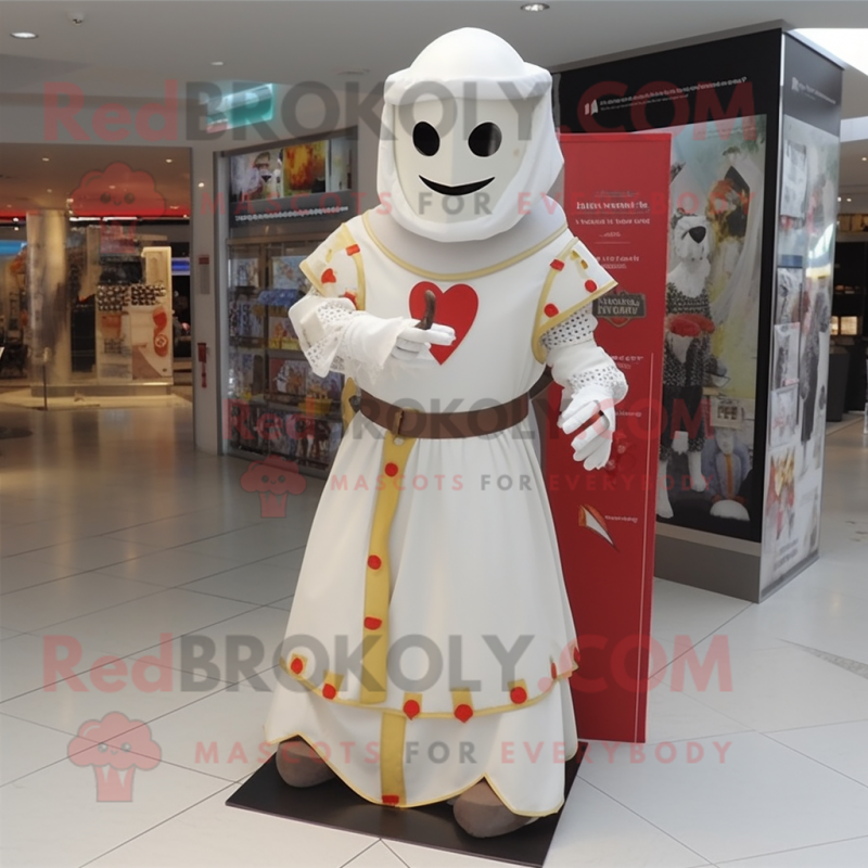 White Medieval Knight mascot costume character dressed with a Maxi Skirt and Anklets White Medieval Knight mascot costume character dressed with a Maxi Skirt and Anklets