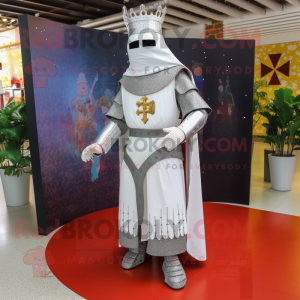 White Medieval Knight mascot costume character dressed with a Maxi Skirt and Anklets