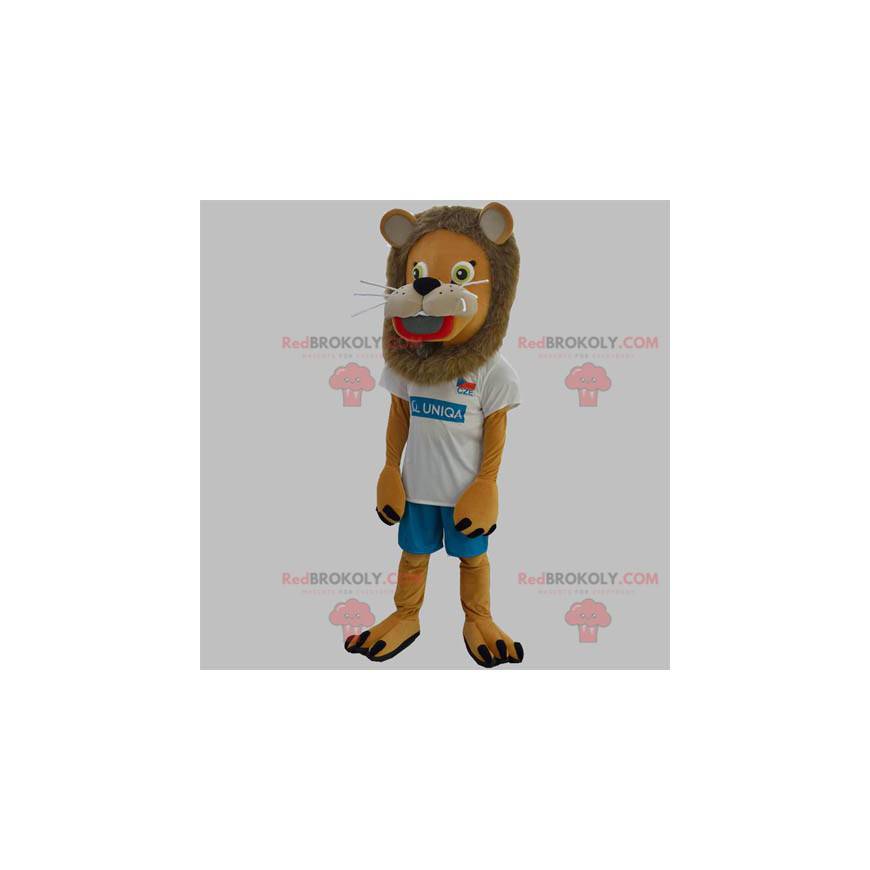 Brun løve maskot med hårete manke - Redbrokoly.com