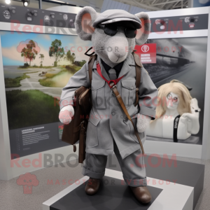 Gray Special Air Service mascot costume character dressed with a Coat and Pocket squares