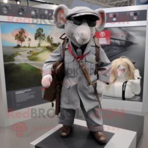 Gray Special Air Service mascot costume character dressed with a Coat and Pocket squares
