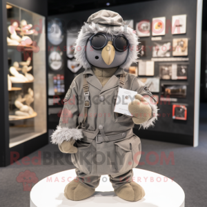 Gray Special Air Service mascot costume character dressed with a Coat and Pocket squares