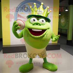 Lime Green King mascot costume character dressed with a Baseball Tee and Ties