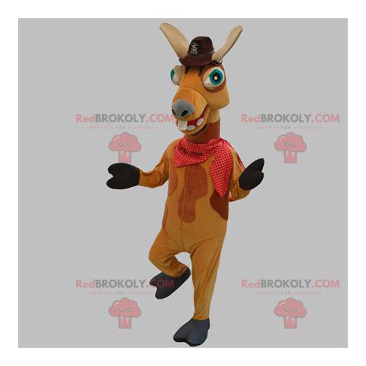 Brun lama kamelmaskot med hat - Redbrokoly.com