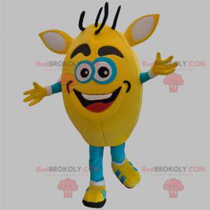 Mascotte pupazzo di neve giallo e blu. Mascotte del mostro -