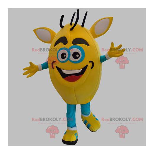 Maskot žluté a modré sněhulák. Maskot monstrum - Redbrokoly.com