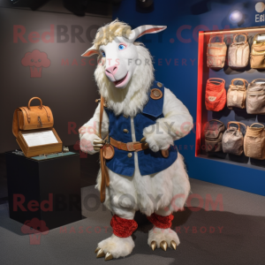 nan Boer Goat mascot costume character dressed with a Turtleneck and Coin purses