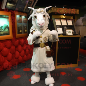 nan Boer Goat mascot costume character dressed with a Turtleneck and Coin purses