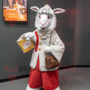 nan Boer Goat mascot costume character dressed with a Turtleneck and Coin purses