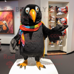 Black Parrot mascot costume character dressed with a Shorts and Scarves