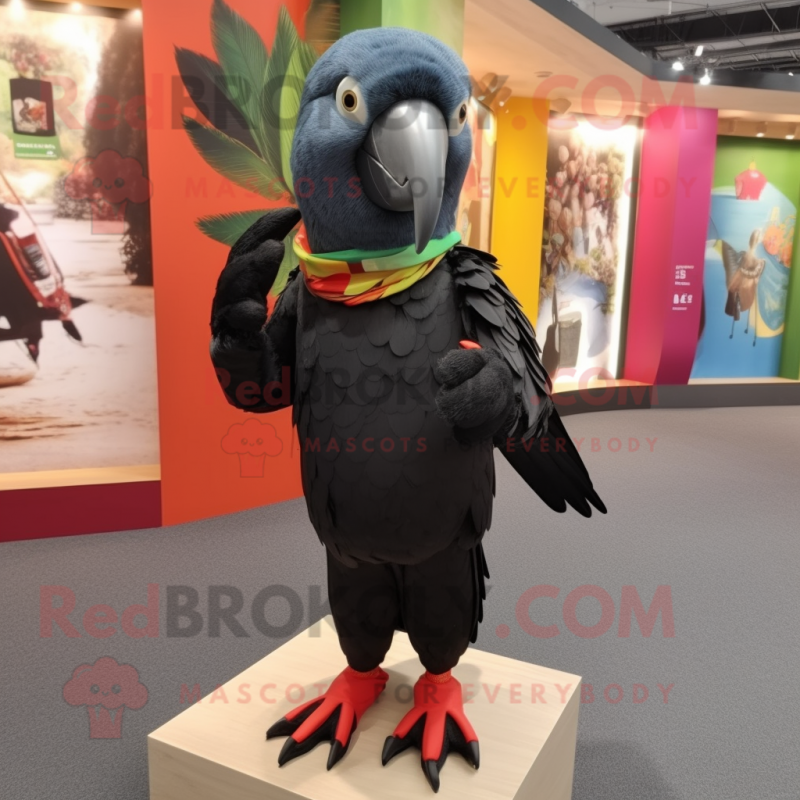 Black Parrot mascot costume character dressed with a Shorts and Scarves