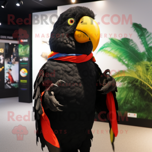Black Parrot mascot costume character dressed with a Shorts and Scarves